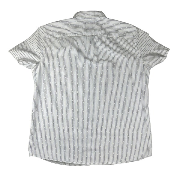 American Eagle Seriously Soft Mens XL White Blue Dash Stripe Short Sleeve Shirt - Picture 12 of 13